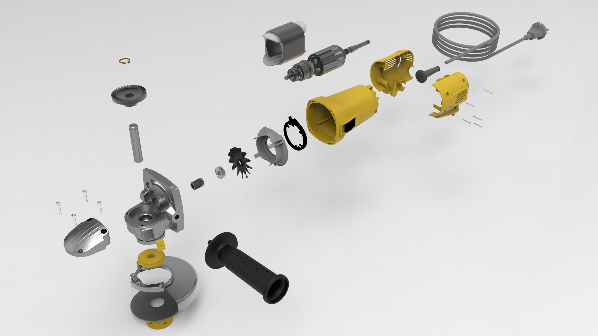 vista explodida da rebarbadora